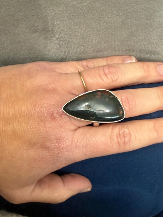 Sterling Silver Large Triangular Bloodstone Size … - image 2