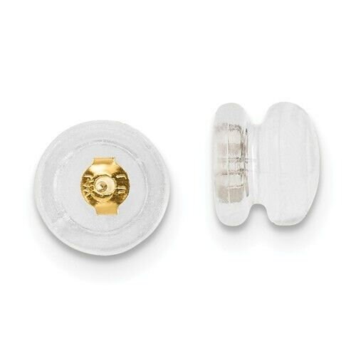 Silicone Slider Earring Backs (Disk) 14K Yellow Gold (Pair)