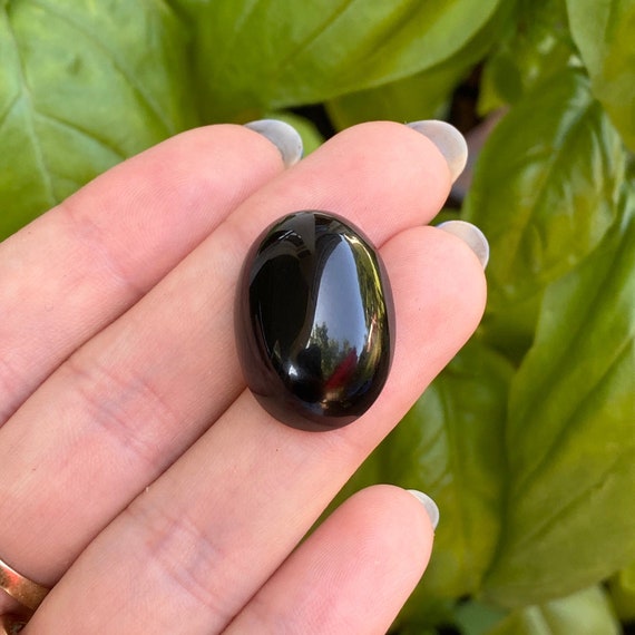 Loose Genuine Black Onyx Cabochon Oval Polished 25mm X 18mm Shape