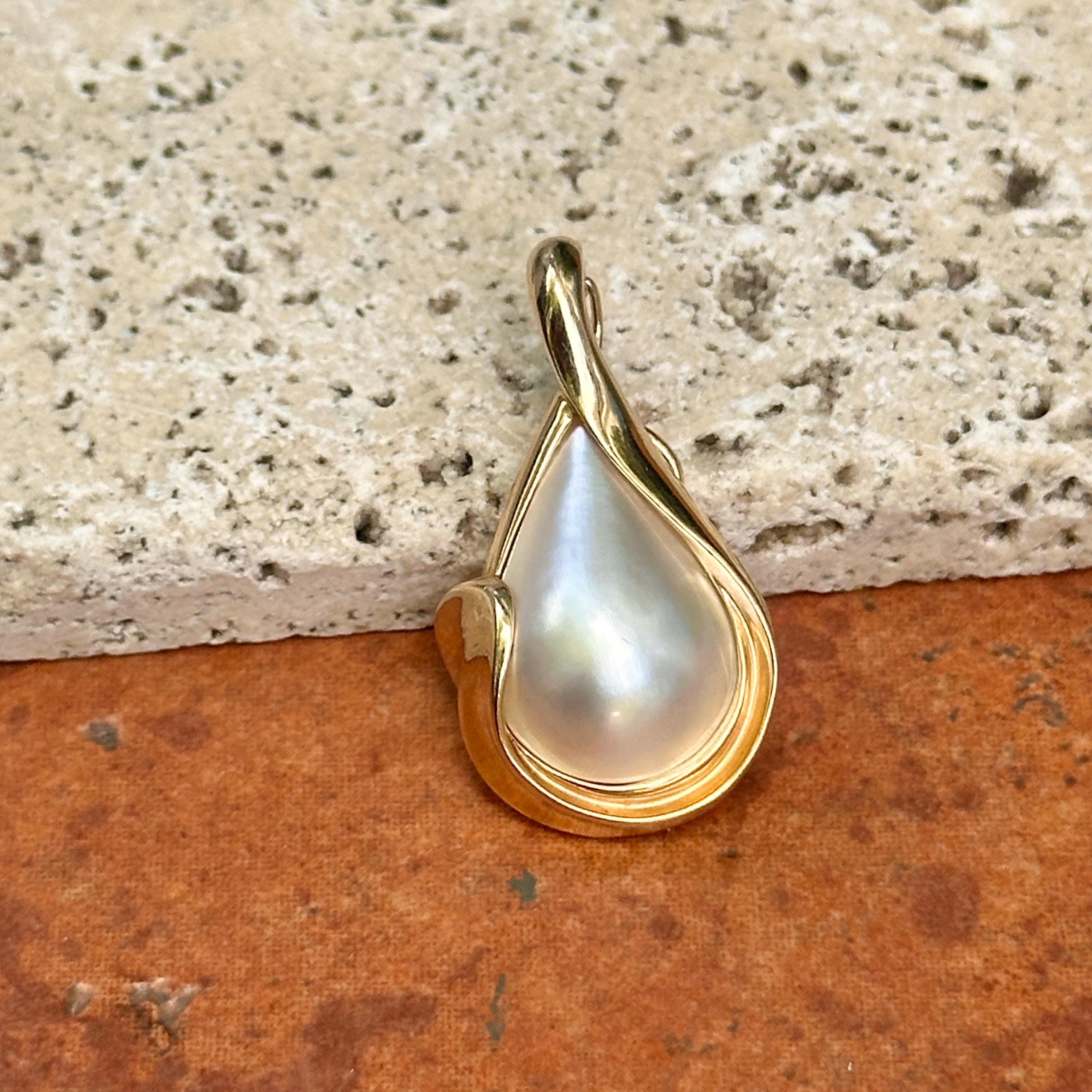 エステート 14K イエローゴールド ティアドロップ マベパール 