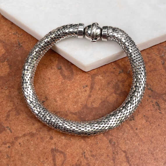エステート 14KT ホワイトゴールド スネークスキン メッシュデザイン 