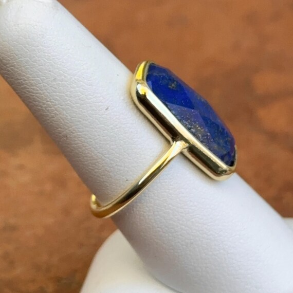 Yellow Gold-Filled Rectangular Bezel Set Lapis La… - image 6