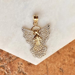 14KT Yellow Gold + White Rhodium Filigree Angel Pendant