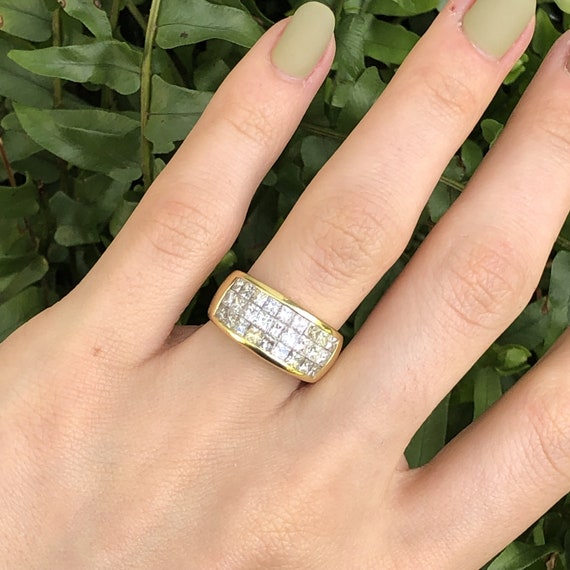 Estate Vintage 18KT Yellow Gold  Princess-Cut Dia… - image 9