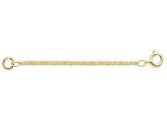 14KT Yellow Gold Necklace Extender Safety Chain 2" Rope Chain Spring Ring Clasp