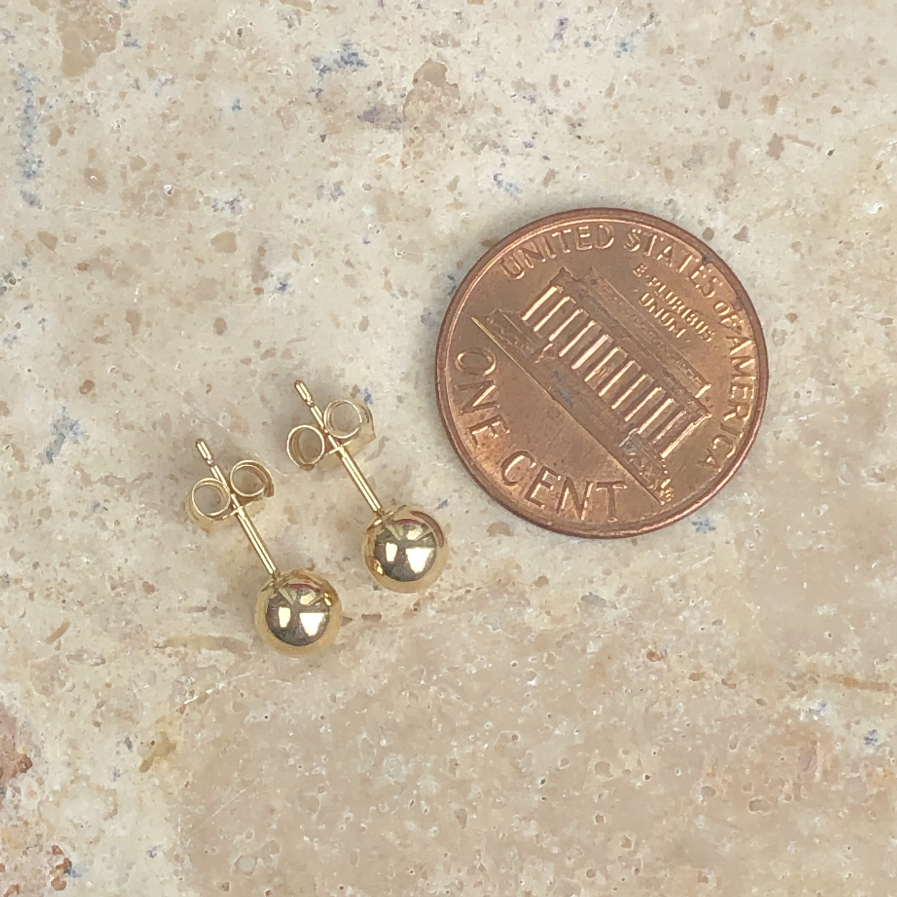 Coppia orecchini a sfera 2,5 mm oro giallo 333 carati spine donna