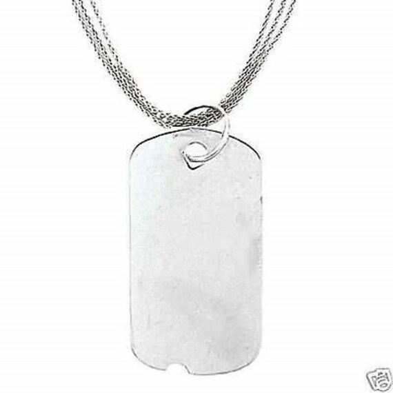 14KT White Gold DOGTAG Pendant Charm ENGRAVEABLE New