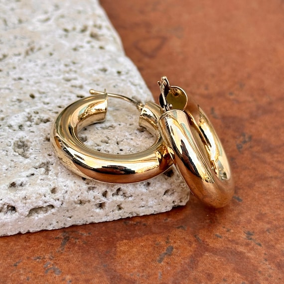 Baby 9ct Yellow Gold 8mm Heart Design Creole Hoop Earrings - Real 9K Gold - Österreich