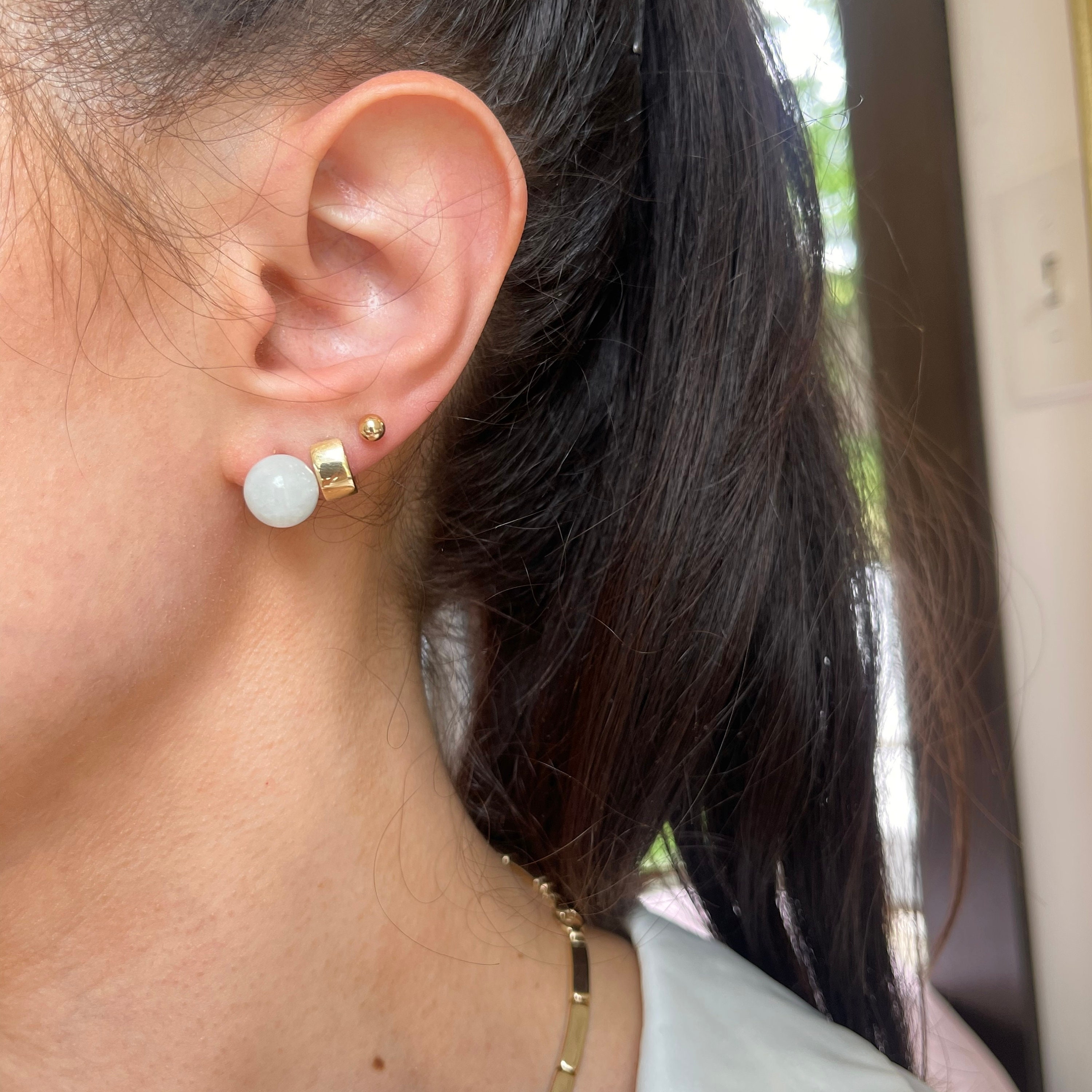 6 Perline Di Giada Verde Naturale Da 10 Mm X 8 Mm, Perline Di