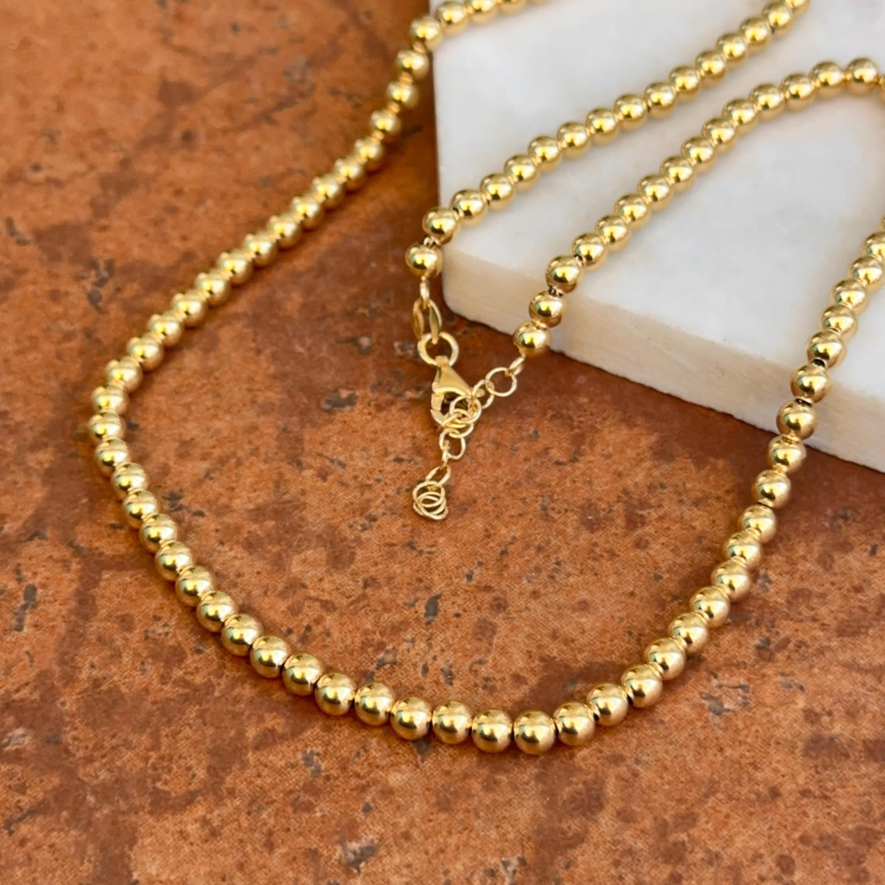 Peridot / Olivin 4 Mm Facettierte Kugel Kette Mit 925er Silber Karabi, 25,86