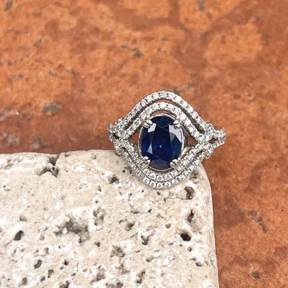 エステートヴィンテージ 14KT ホワイトゴールド オーバル 1.82 CT 