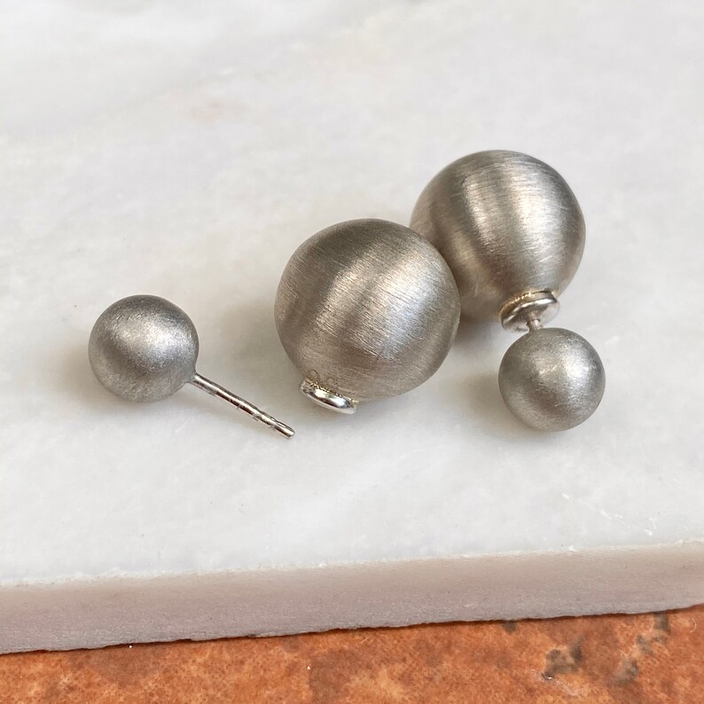 Sterling Silver Double Ended Large Ball Stud Post Earrings Etsy