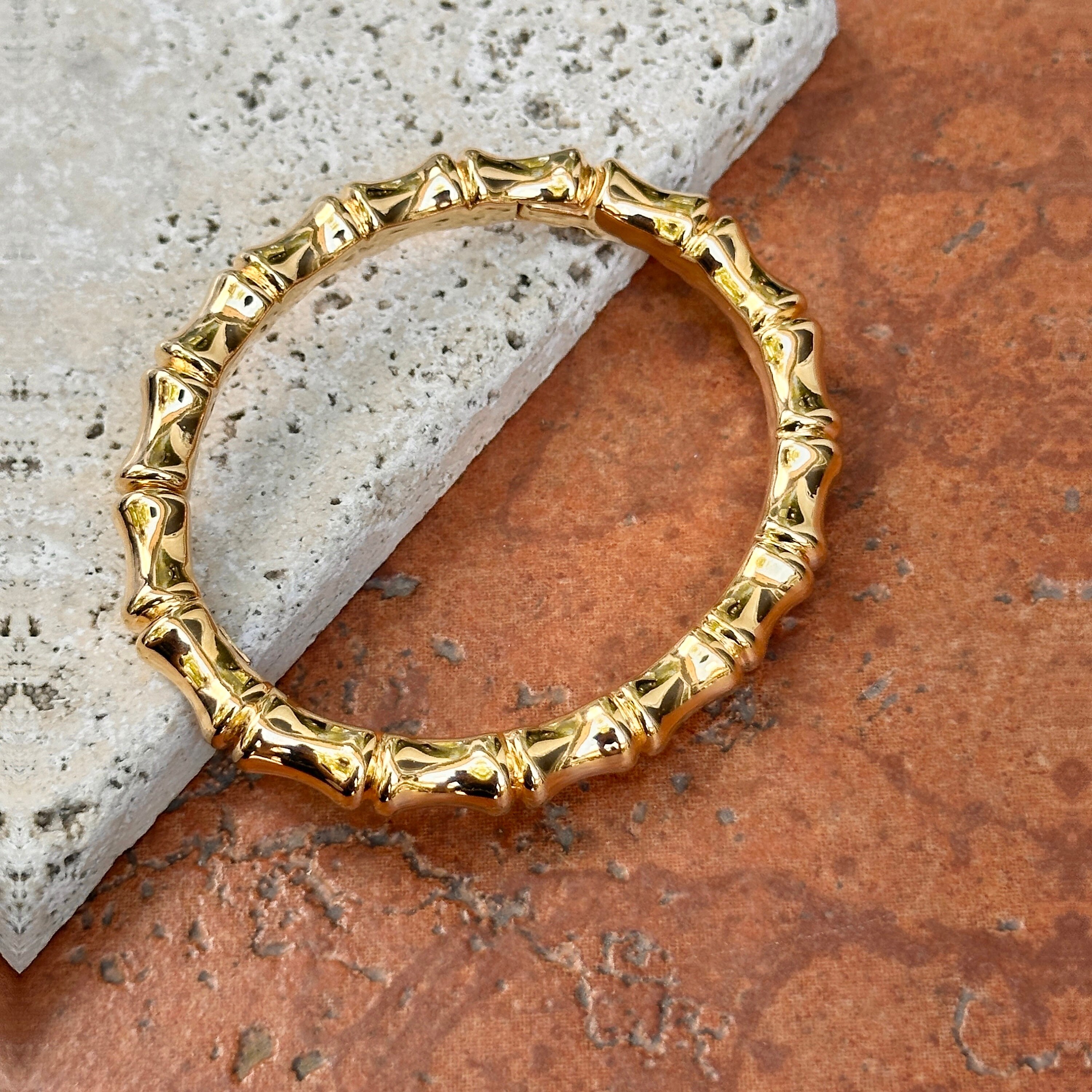 Vintage 14KT Yellow Gold Bamboo Design Style Bangle Bracelet