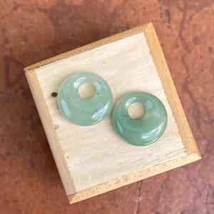 Genuine Polished MINI Pale Green Jade Donut Earring Charms Round To Add To Hoops Interchange 17mm