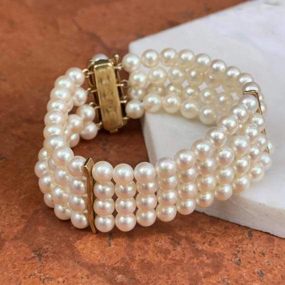 Bracciale di perle in oro massiccio 14 carati, braccialetto