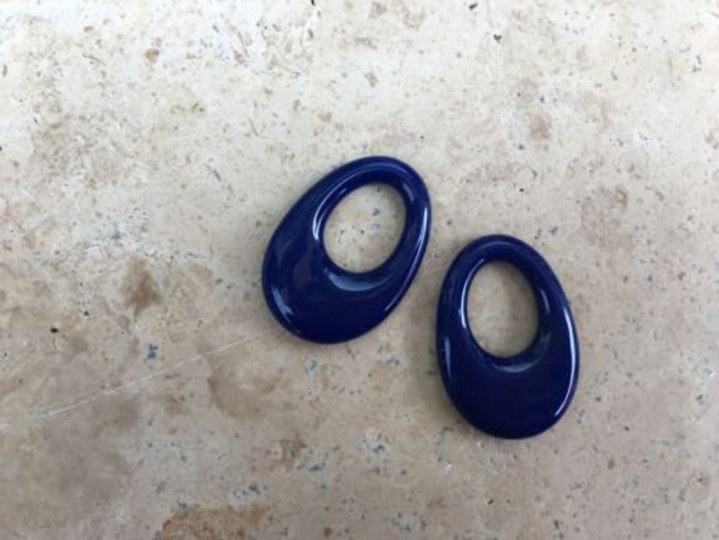 Stone Onyx Cobalt Blue Oval Hooplet Pendant Charm Interchangeable Pair 2