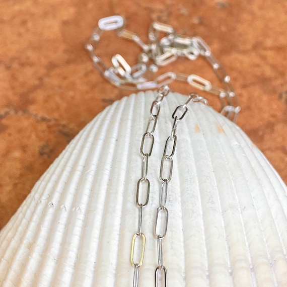 14KT White Gold Paper Clip Chain Open Link Necklace NEW Various Lengths Available 5.25 mm x 1.8 mm