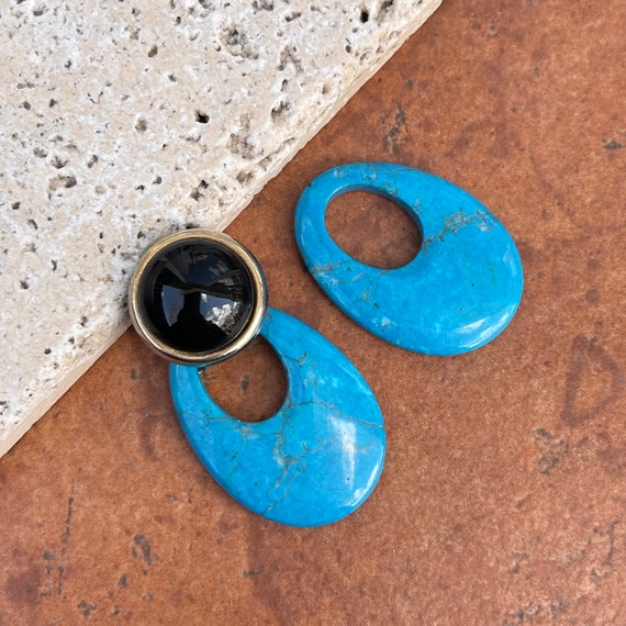 Genuine Dyed Blue Turquoise Howlite Gemstone Oval… - image 5