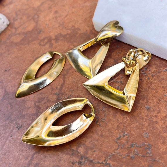 Vintage Gold-Tone Heart + Triangle Shapes Door Kn… - image 4