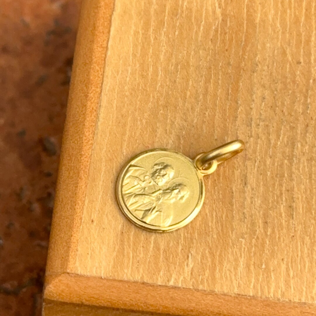 14KT Yellow Gold St. Peter and Paul Matte Medal Pendant Charm 10mm - Etsy