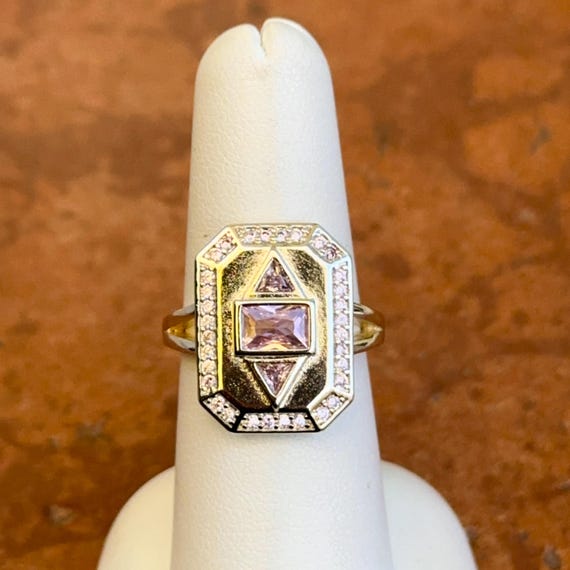 Silver-Plated Rectangle, Triangle and Round Pink … - image 4