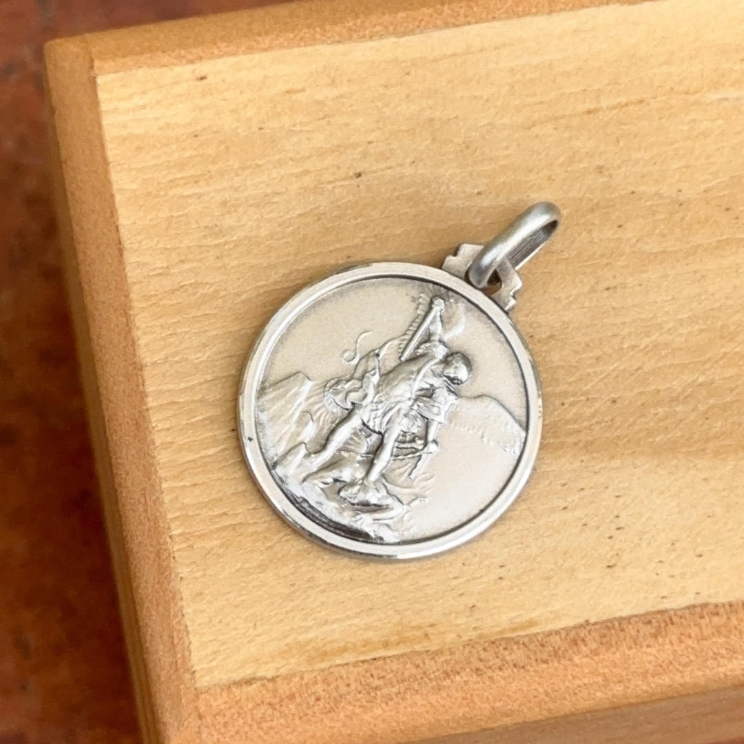 Sterling Silver Antiqued St Michael Patron Saint of Police Round ...