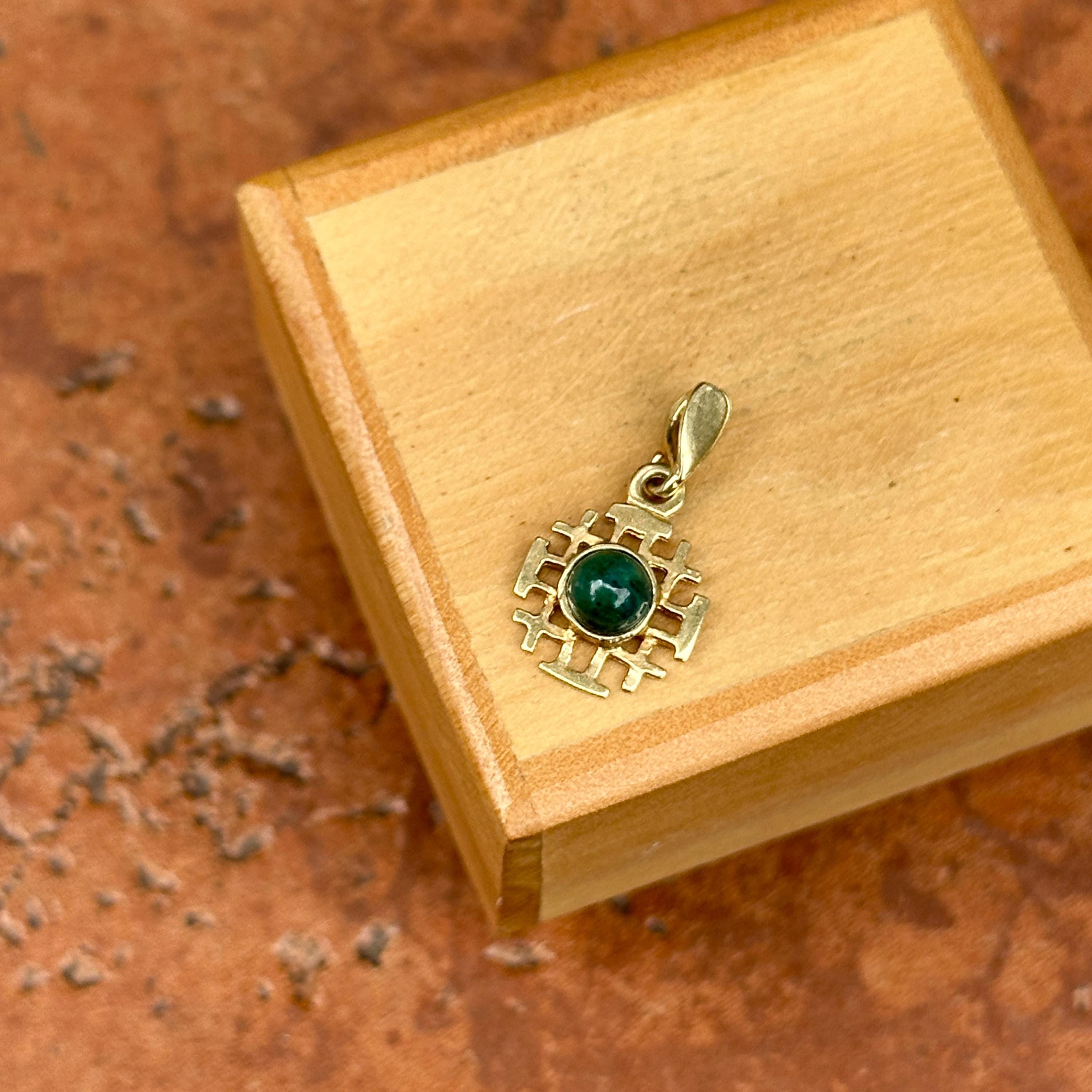 Broche Pendentif Argent Et Jade Jérusalem - Bijou Ancien Occasion