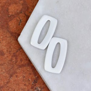 Estate Genuine White Agate Gemstone Rectangle Pieces Earring Charms For Hoops Pendants ETC Hooplets One Pair
