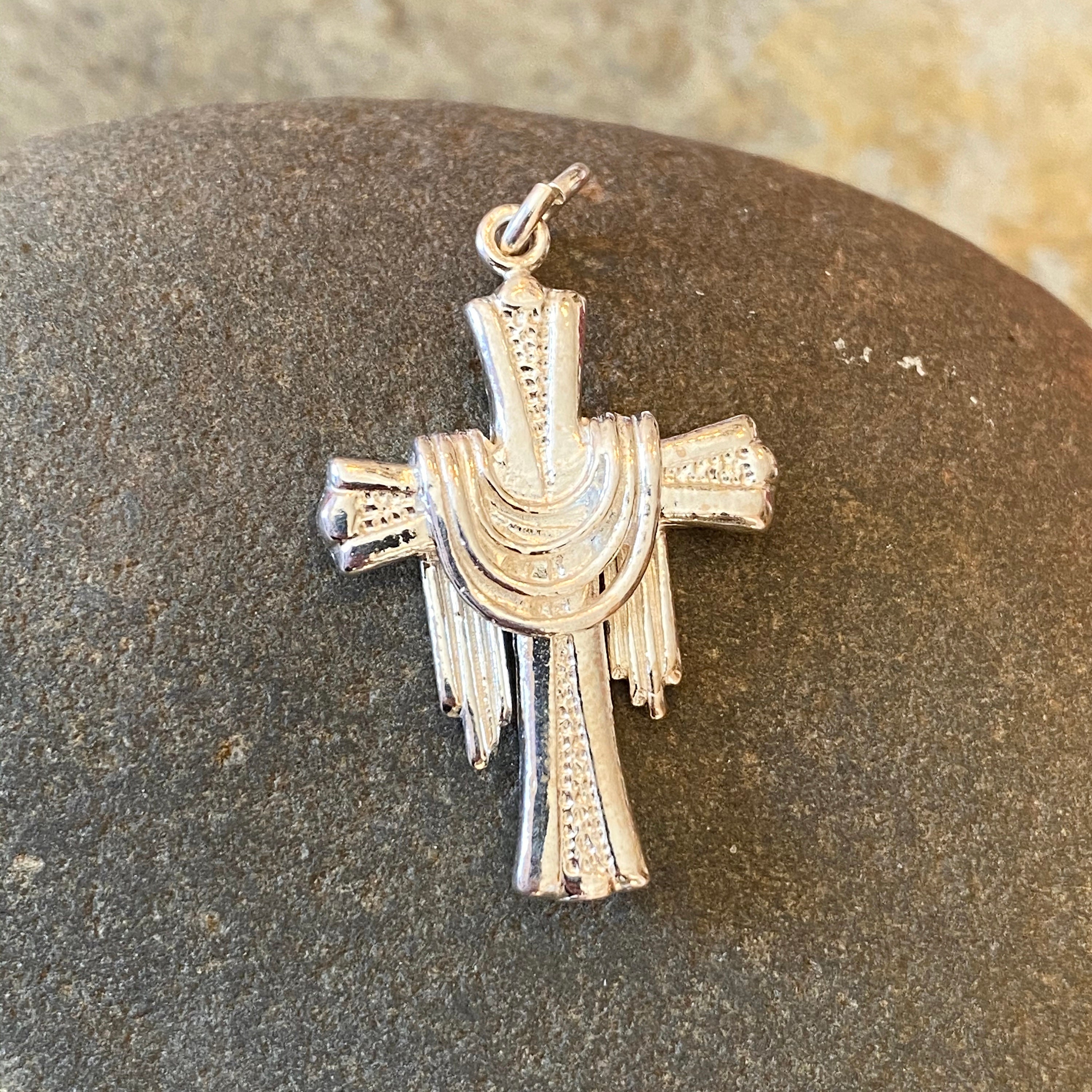 Sterling Silver Polished Draped Cross Small Pendant Charm NEW Etsy