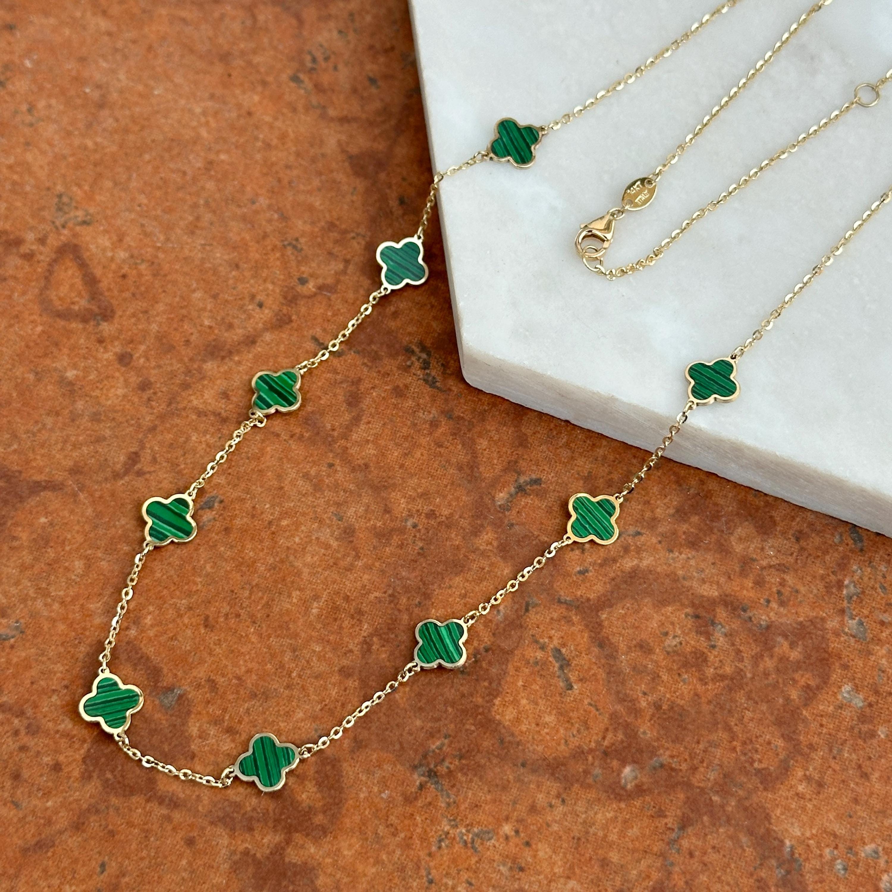 Van Cleef & Arpels グリーン クローバーネックレス VCAヴィンテージアルハンブラ ペンダント クローバー 緑 18K