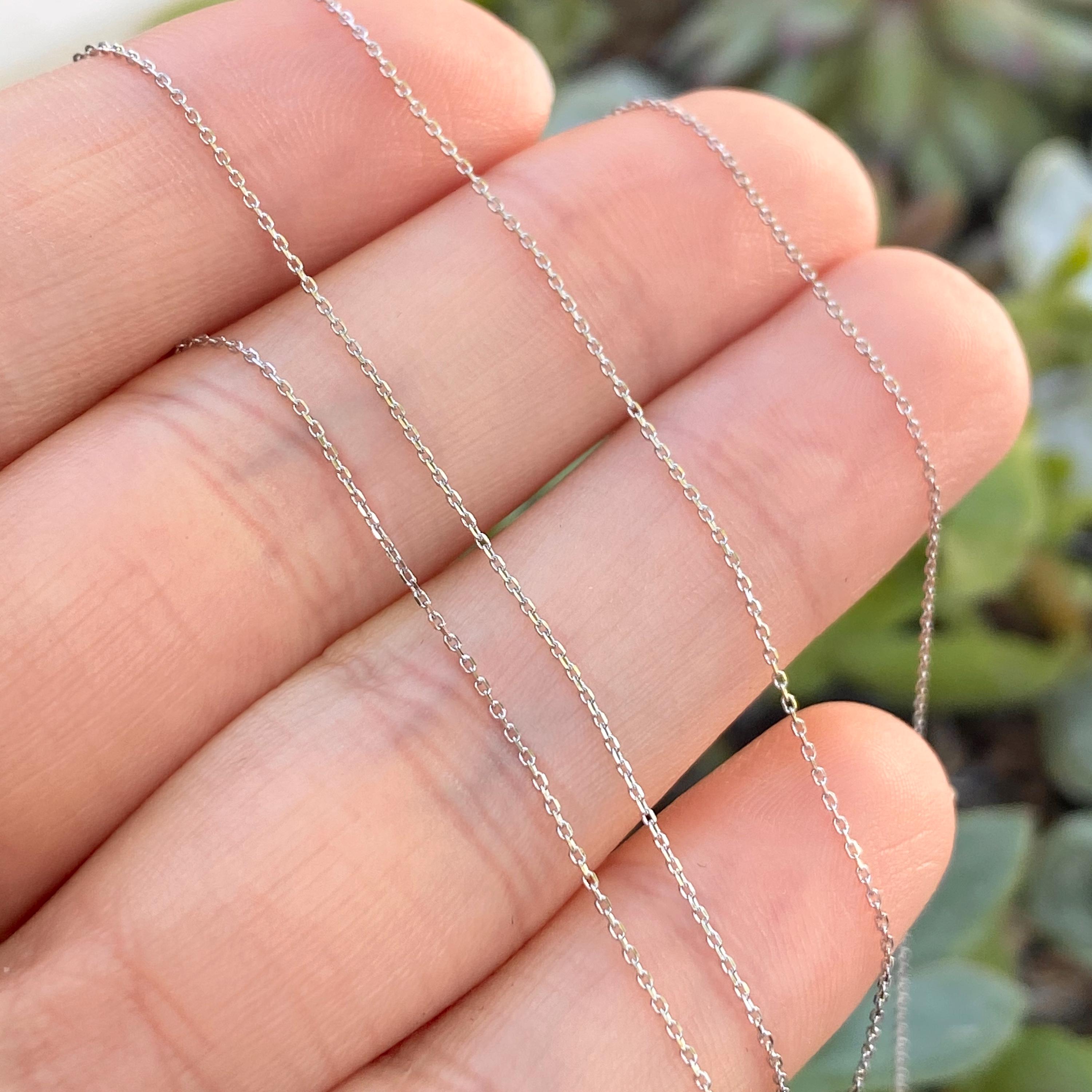 14KT White Gold Diamond-cut Cable .60mm Link Chain Necklace NEW