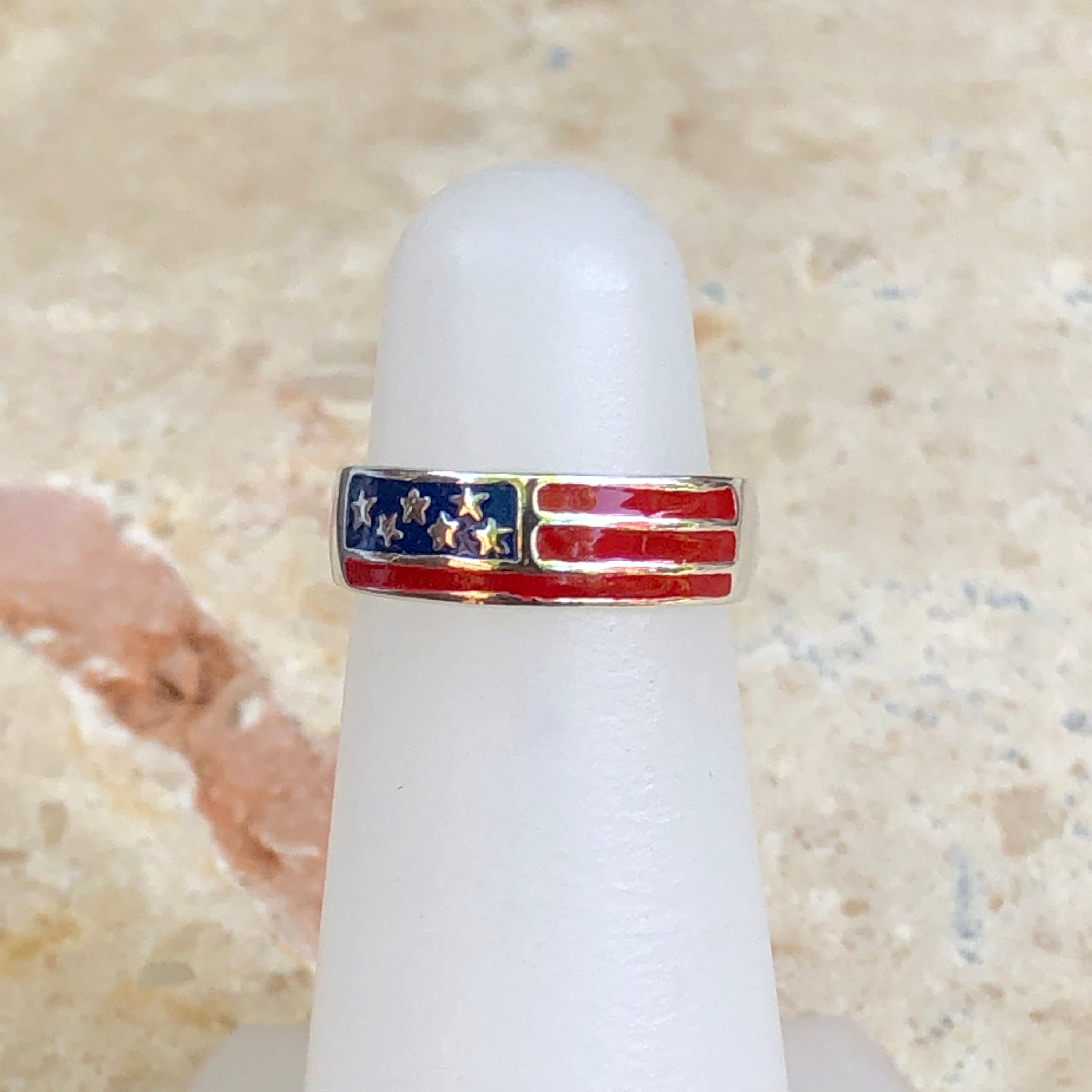 Sterling Silver Enameled USA FLAG TOE Ring Adjustable Red | Etsy