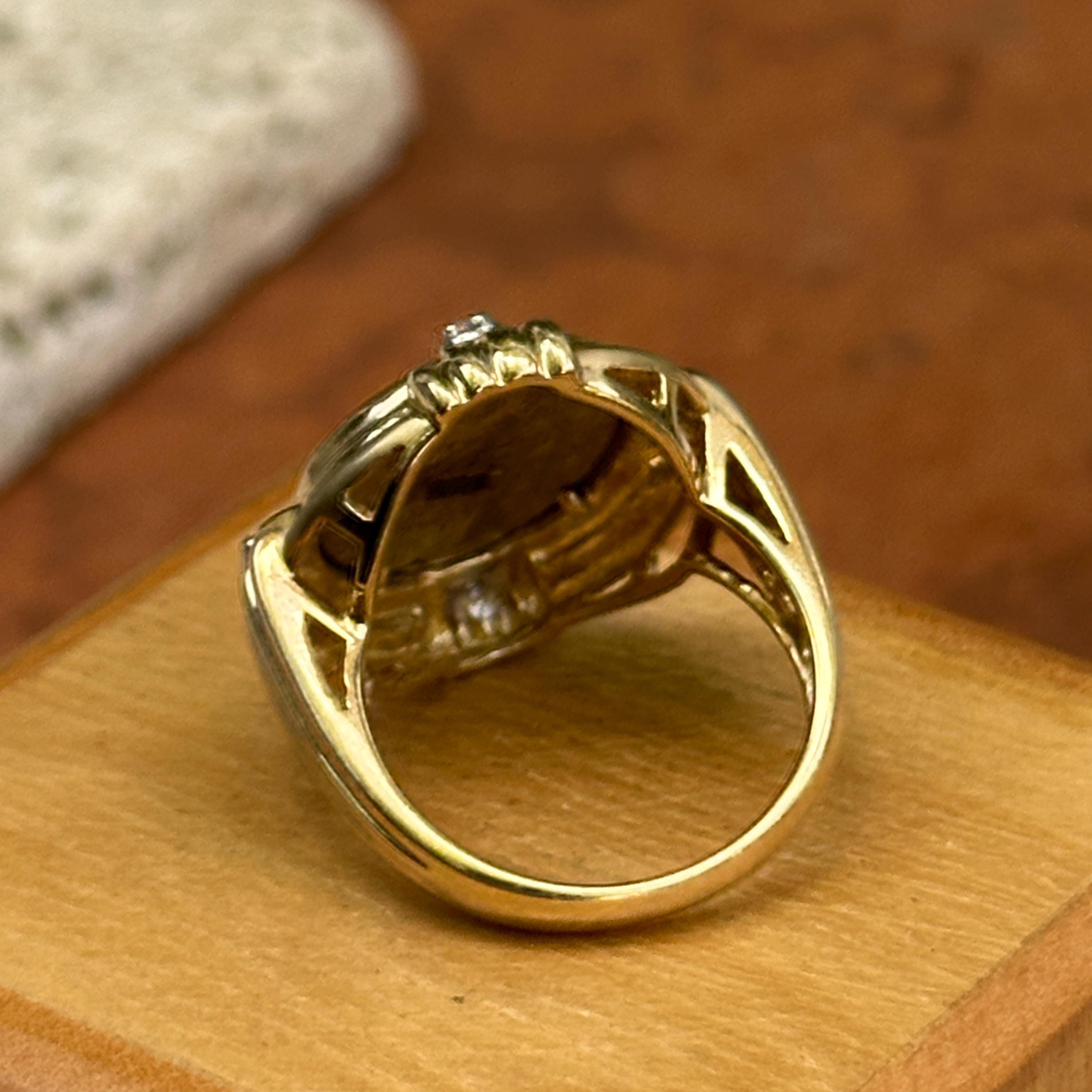 Vintage Estate 14KT Yellow Gold Ring and Diamond Bezel Set With