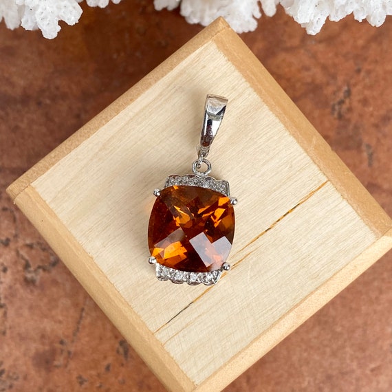 Sterling Silver Genuine Madeira Citrine, Citrine & Diamond Pendant Sterling Silver Genuine Madeira Citrine, Citrine & Diamond Pendant