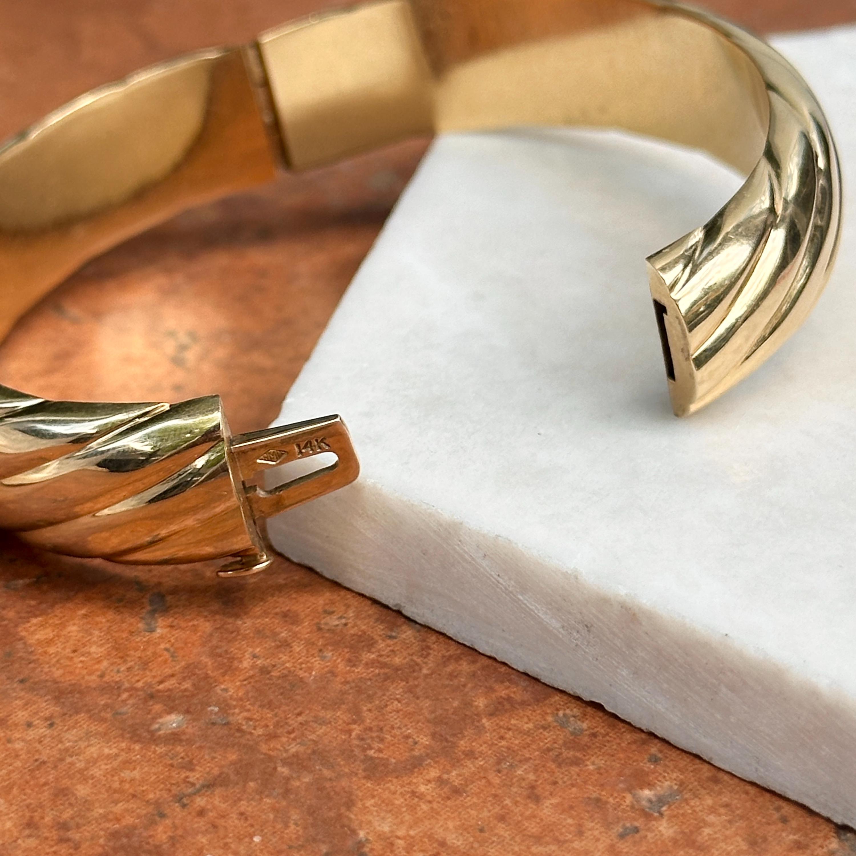 14KTイエローゴールドケーブルスカラップリブロープワイドヒンジ