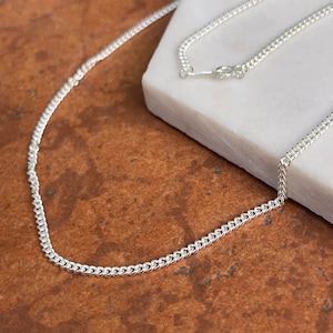 Sterling Silver 2.25mm Curb Link Chain Necklace NEW Various Lengths Available Unisex Design