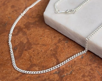 Sterling Silver 2.25mm Curb Link Chain Necklace NEW Various Lengths Available Unisex Design