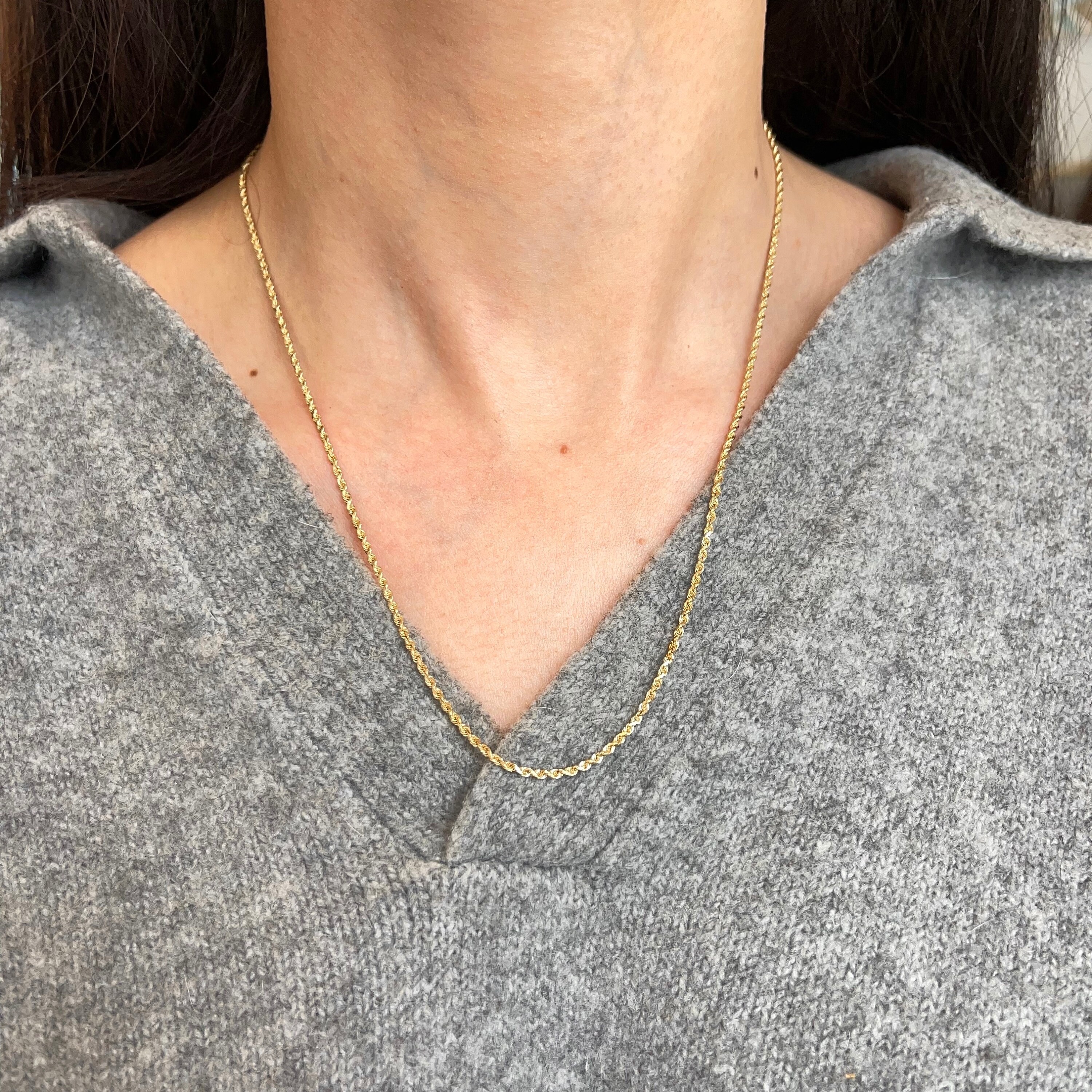 Damen Kette Gold 585 Echtgold Echte 10K Gelbgold Seilkette – Diamantgeschliffen, 2,5 Mm, Länge 14-30 Zoll, Mit Zertifizierung Goldkette Herren 585 Massiv