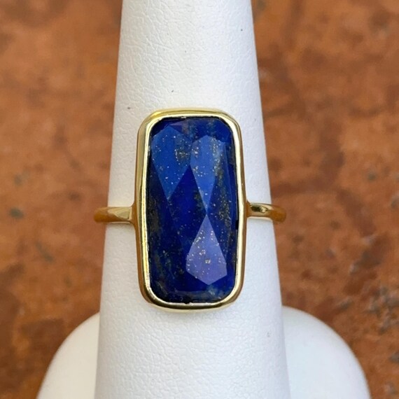 Yellow Gold-Filled Rectangular Bezel Set Lapis La… - image 5