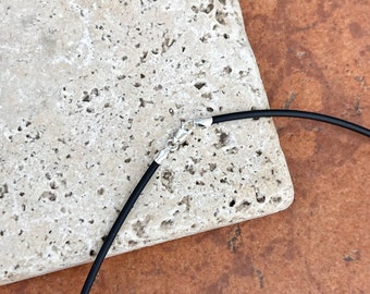 Collana In Argento Sterling Gomma Nera, Spessore 4 Mm, Nuova - Foto 2