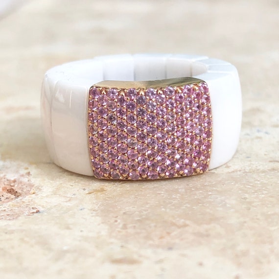 18KT Rose Gold Roberto Demeglio Pave Pink Sapphir… - image 2