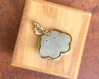 Estate Vintage 14KT Yellow Gold Genuine Pale Green Celadon