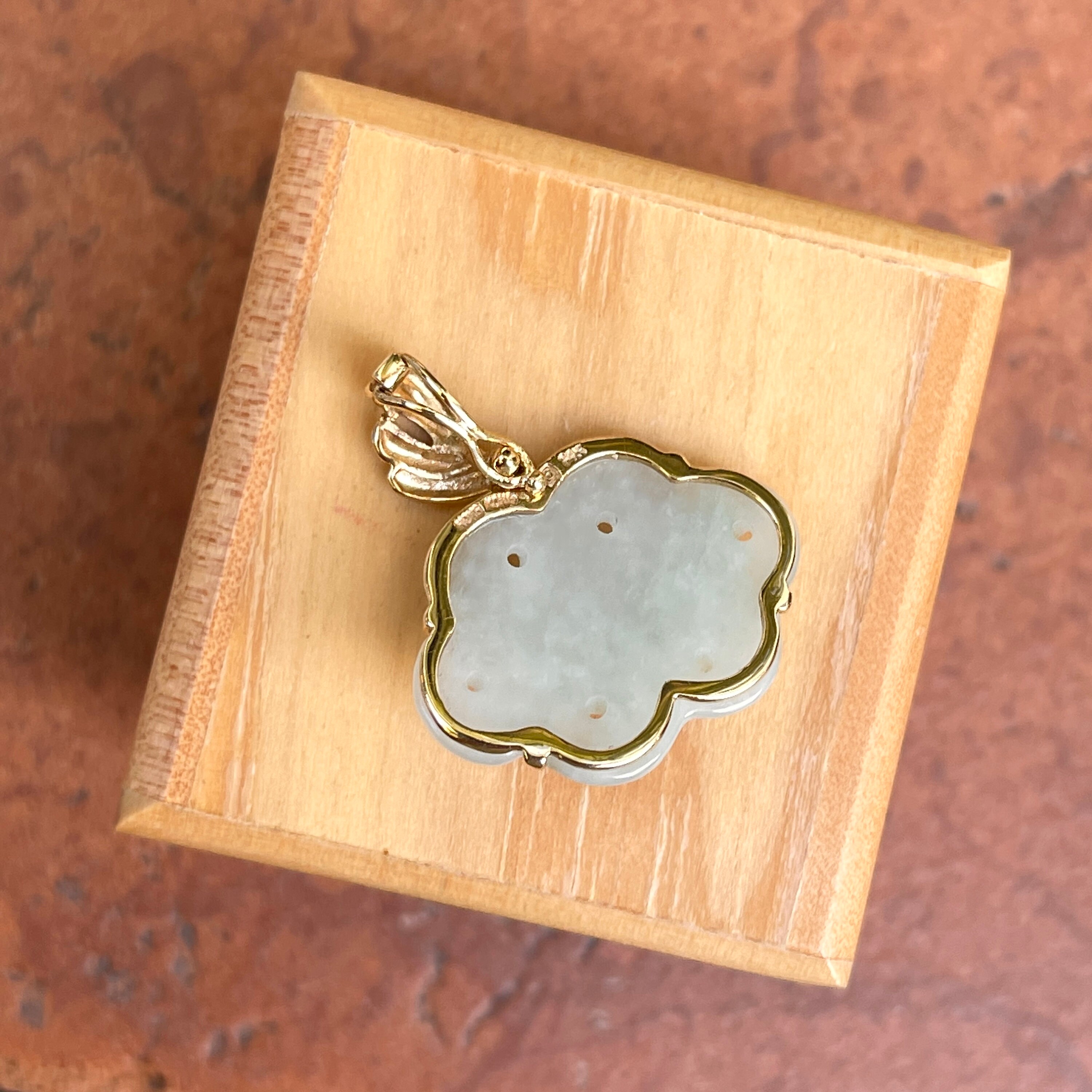 Estate Vintage 14KT Yellow Gold Genuine Pale Green Celadon