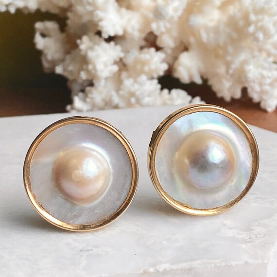 Mabe blister pearl best sale earrings