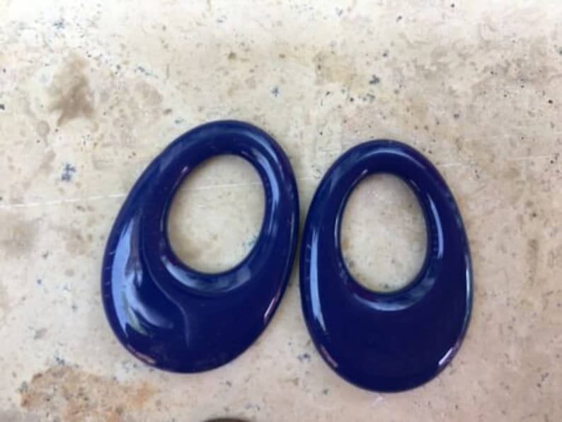Stone Onyx Cobalt Blue Oval Hooplet Pendant Charm Interchangeable Pair 2