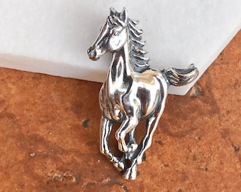 Sterling Silver Antiqued Galloping Horse Pendant