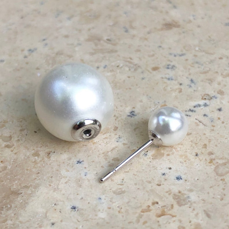Sterling Silver Double Ended White Pearl Stud Post Earrings - Etsy