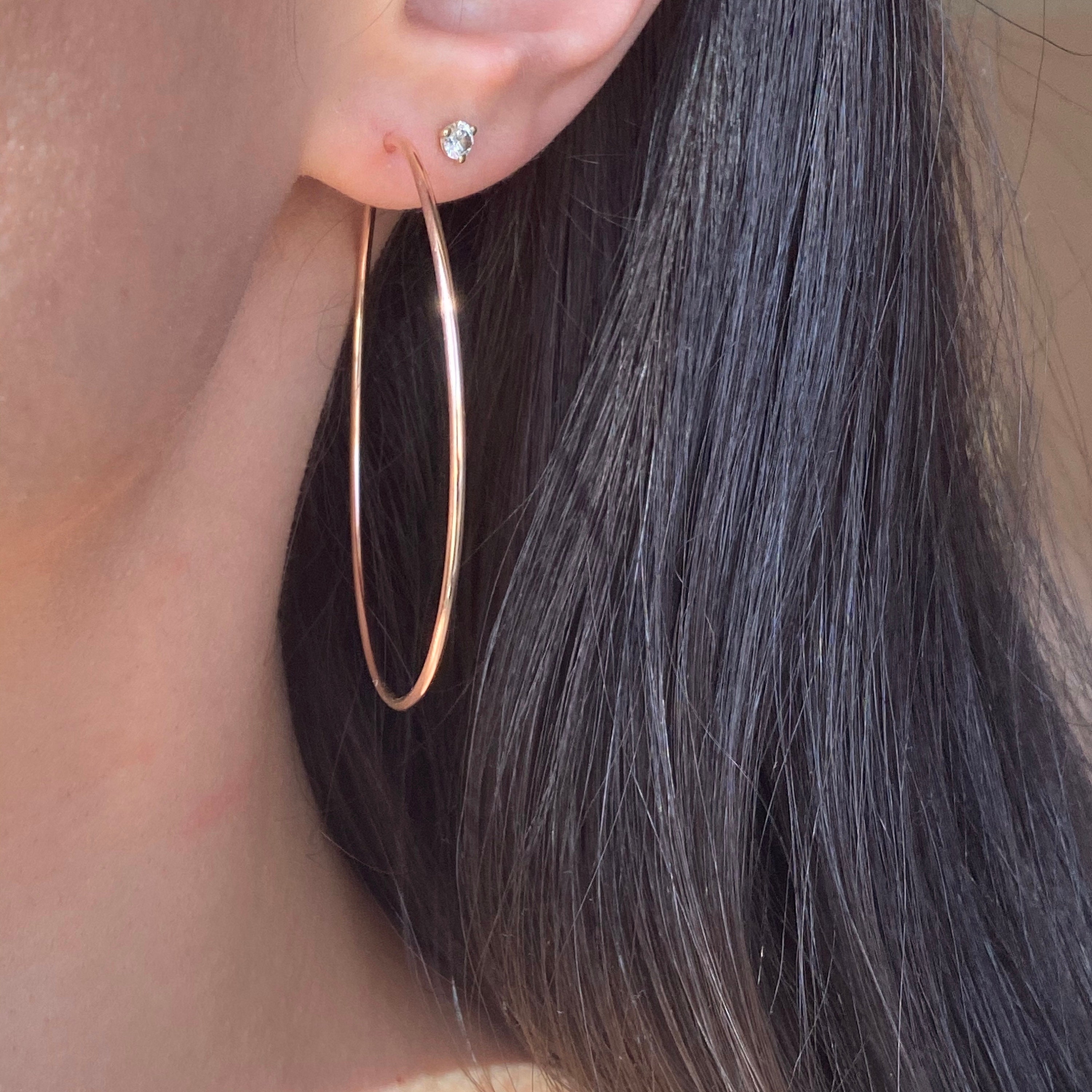 Rose Gold-filled Polished Thin Tube Endless Hoop Earrings NEW | Etsy