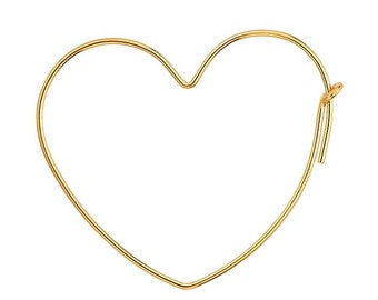 Gold-Plated Sterling Silver Thin Heart Hoop Earrings 30MM