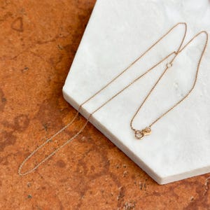 14K Rose Gold 0.9mm Round Cable Chain Link 16&quot;-18&quot; Adjustable Necklace